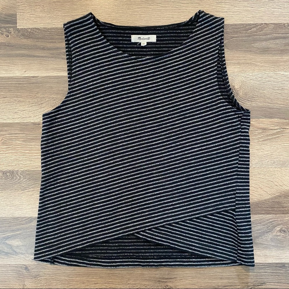 Madewell Grey/Black Striped Sleeveless Top